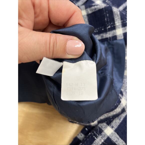 Vintage Pendleton Blazer Womens Size 12 Navy Blue Plaid Virgin Wool Metallic USA - Picture 11 of 14